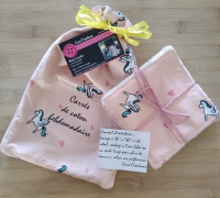 Pochon de 7 carrés de coton licorne