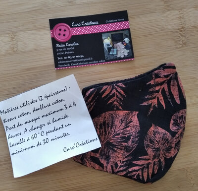 Masque barrière femme noir et rose