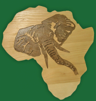 Tête d'éléphant sur carte d'afriq