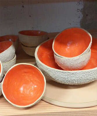 Bol orange/blanc