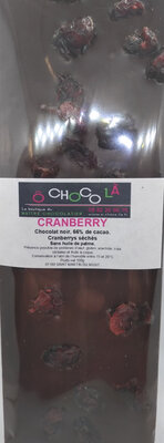 Tablette chocolat noir cranberrie