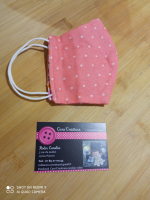 Masque barrière rose pois blanc