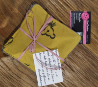 Carrés de coton koala noir moutarde