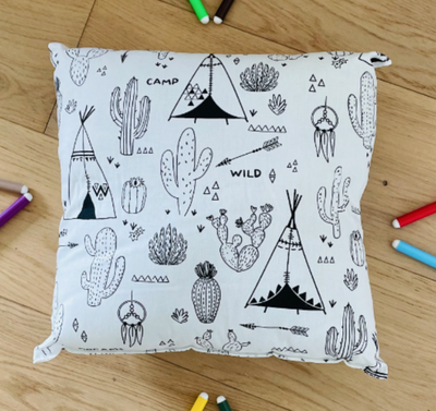 Coussin à colorier cactus