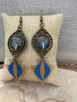 Boucles arbre moutarde et bleu