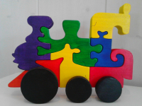 Puzzle locomotive animaux sur roues
