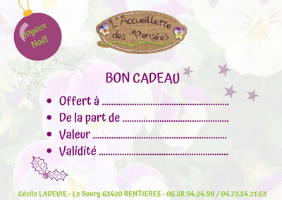 Carte cadeau accueillette des pensées
