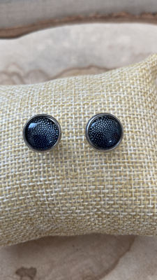 Boucles puce noire à pois blancs