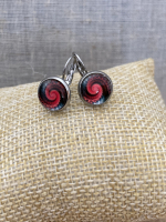 Boucle dormeuse spirale rouge noire