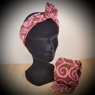 Bandeau rigide rose/brun