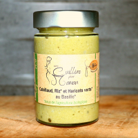 8mois,cabillaud,riz,haricot vert, basilic