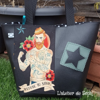 Mini cabas 'marin tatoué' noir