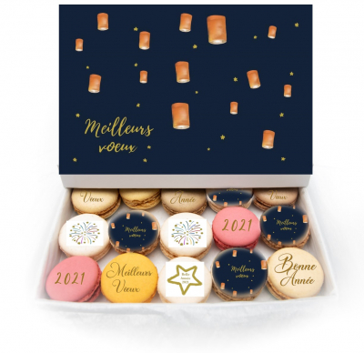 Coffret vœux 35 macarons