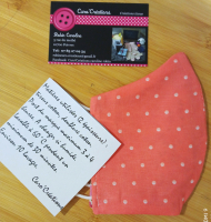 Masque barrière rose pois blanc