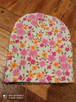 Débarbouillette fleurs orange et rose