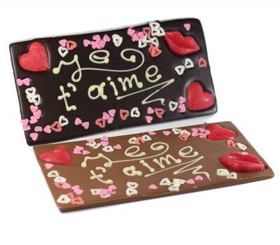 Carte 'je t'aime' chocolat au lait