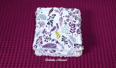 Lingettes x 7 coton biologique violet/blanc