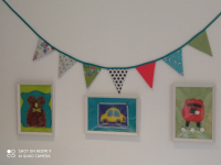 Guirlande fanions foot biais turquoise