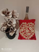 Coussin  je t'aime cœur bouton bois