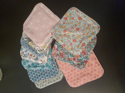 Lot grandes lingettes cotons/polaire de coton