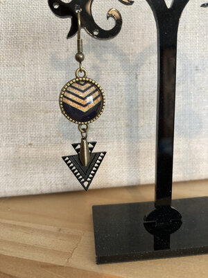 Boucles triangles or et noir