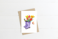 Carte aquarelle (+enveloppe kraft) printemps