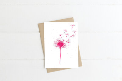 Carte aquarelle (+enveloppe kraft) pissenlit