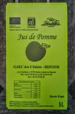 Jus de pommes du verger bio - bib de 5 l