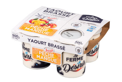 Yaourts brassés mangue-pêche