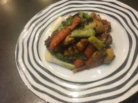 Poulet* sauce teriyaki, légumes du potager