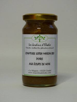 Confiture extra bio poire aux éclats de noix