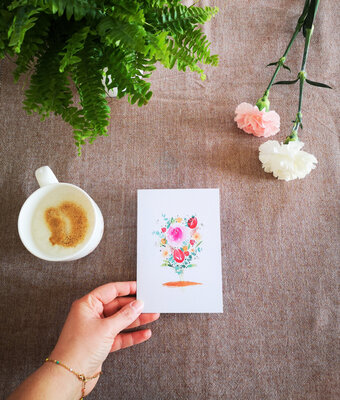 Carte aquarelle (+enveloppe) bouquet