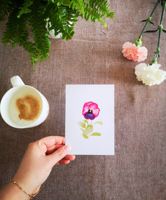 Carte aquarelle (+enveloppe) pensée