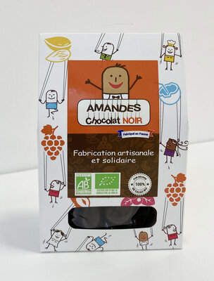 Etui 130g d'amandes au chocolat noir bio