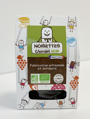 Etui 130g de noisettes au chocolat noir bio