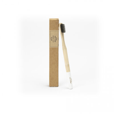 Brosse à dent adulte blanche médium en bambou