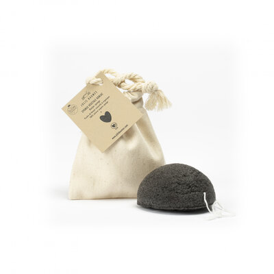 Eponge konjac charbon végétal avec pochette