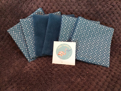Lingettes lavables 'bleu paon'