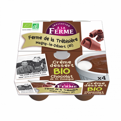 Crème dessert chocolat fermière et bio 4x100g