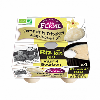 Riz au lait vanille fermier et bio 4x125g