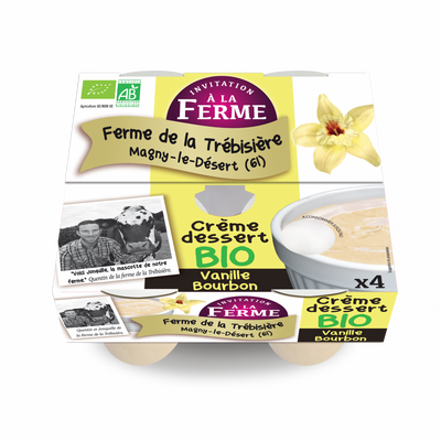 Crème dessert vanille fermière et bio 4x100g