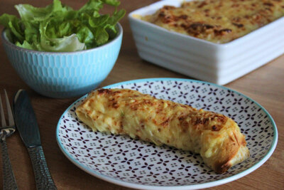 Gratin crêpes emmental poulet