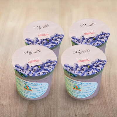 4 yaourts brassés myrtille