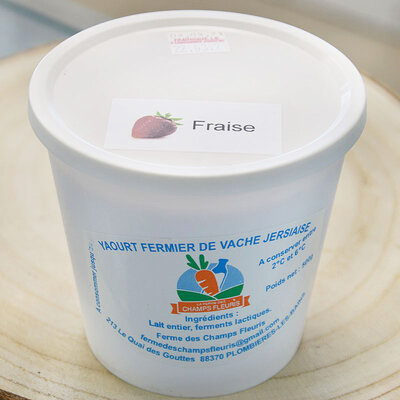 Yaourt brassé format familial, à la fraise