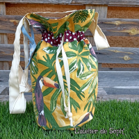 Sac seau bandoulière 'toucan' kaki, jaune,