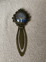 Marque-pages arbre de vie bleu et moutarde