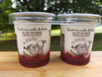Yaourt sur lit de framboise