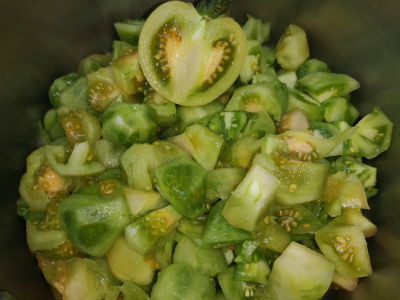 Confiture de tomate verte, thym et piment