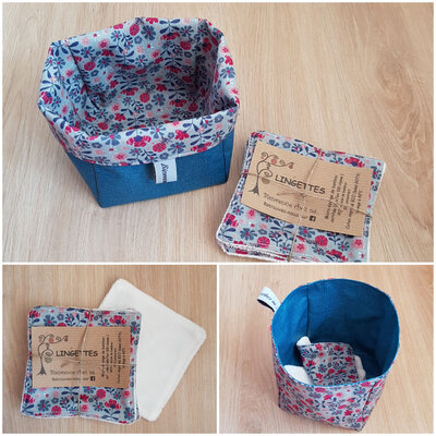 *lingettes/panier imperméable bleu