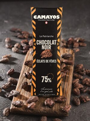 Tablette chocolat noir75% aux éclats de cacao
